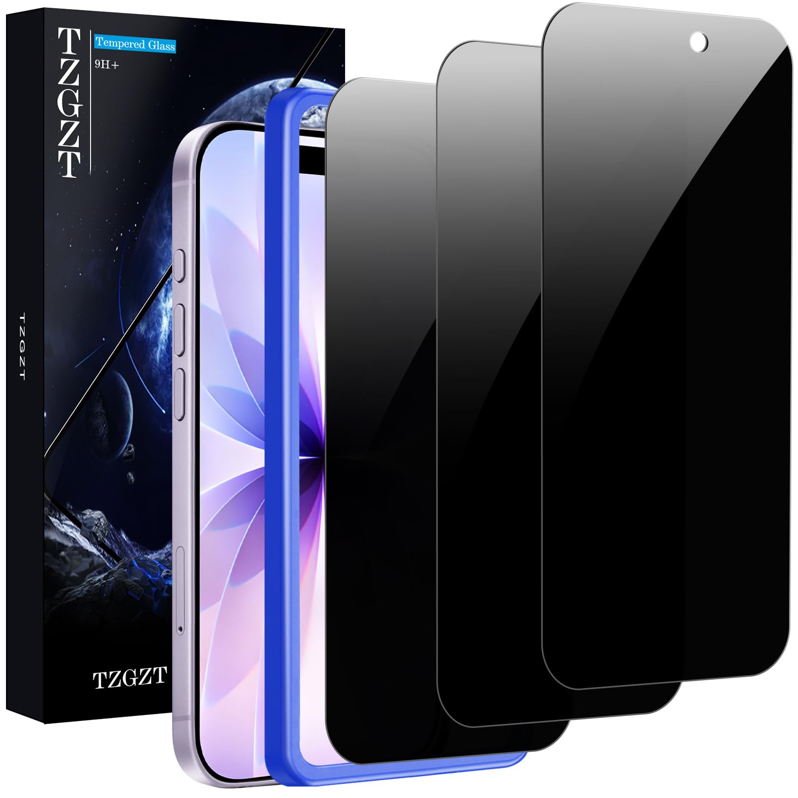 Photo 1 of TZGZT (Real Anti Spy) 3 Pack for iPhone 17 Privacy Screen Protector Tempered Glass Private Film Accessories, Case Friendly, with Easy to Install Kit, Bubble Free, Scratch Resistant