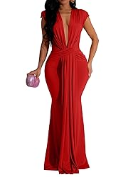 Memoriesea Women's Elegant Sleeveless Deep V Neck