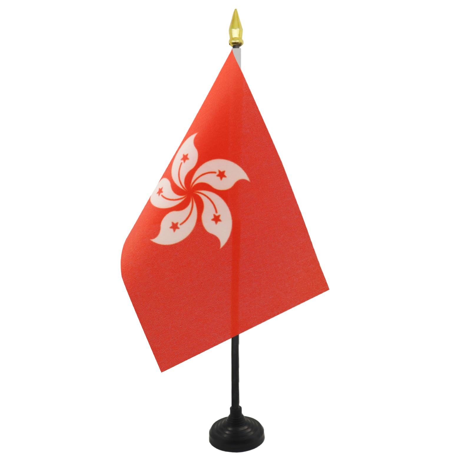 AZ FLAG - Hong Kong Table Flag 4'' x 6'' - Hong Konger Mini Desk Flag 100% Polyester 15 x 10 cm - Office Mini Banner with 10'' Pole - Golden Spear