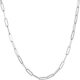 Sunling Stainless Steel Dainty Paperclip Link Chain Necklace for Women with Extension - Silver and Gold Color