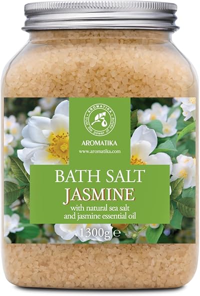 AROMATIKA Jasmine Bath Salts 1300g Natural Essential Oil for Sleep & Stress