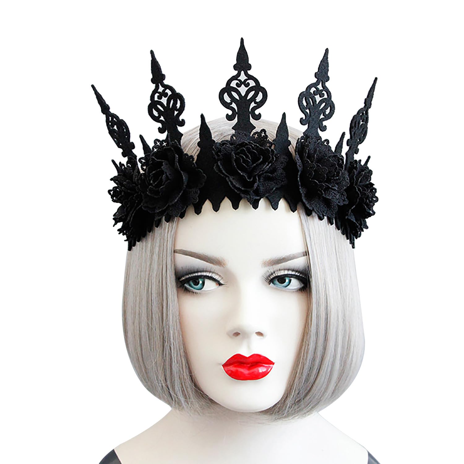 UDIKEFO Halloween Rose Gothic Garland Crown Headband for Women, Girl, Adults Witcher Makeup Hair Accessories for Halloween Dancing Party Cosplay Masquerade Decoration