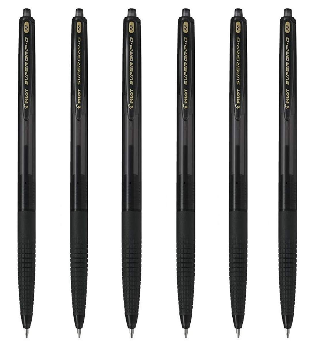 Pilot - SUPER GRIP snap-on ballpoint pen medium point 1.0 pack of 6 units BLACK