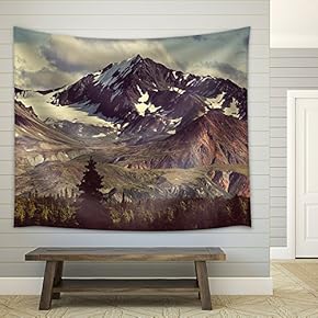 Mountains in Alaska - Fabric Wall Tapestry Home Decor - 51x60 inches