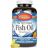Carlson - The Very Finest Fish Oil, 700 mg Omega-3s, Norwegian Fish Oil Supplement, Wild Caught Omega 3 Fish Oil, Sustainably Sourced Fish Oil Capsules, Omega 3 Supplement, Orange, 120 Softgels