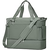 Weekender Bags for Women, Travel Duffel with Shoe Compartment USB Charging, Carry On Gym Duffle Bag with Wet Pocket, Personal Item Overnight Tote Bag for Airlines, Green