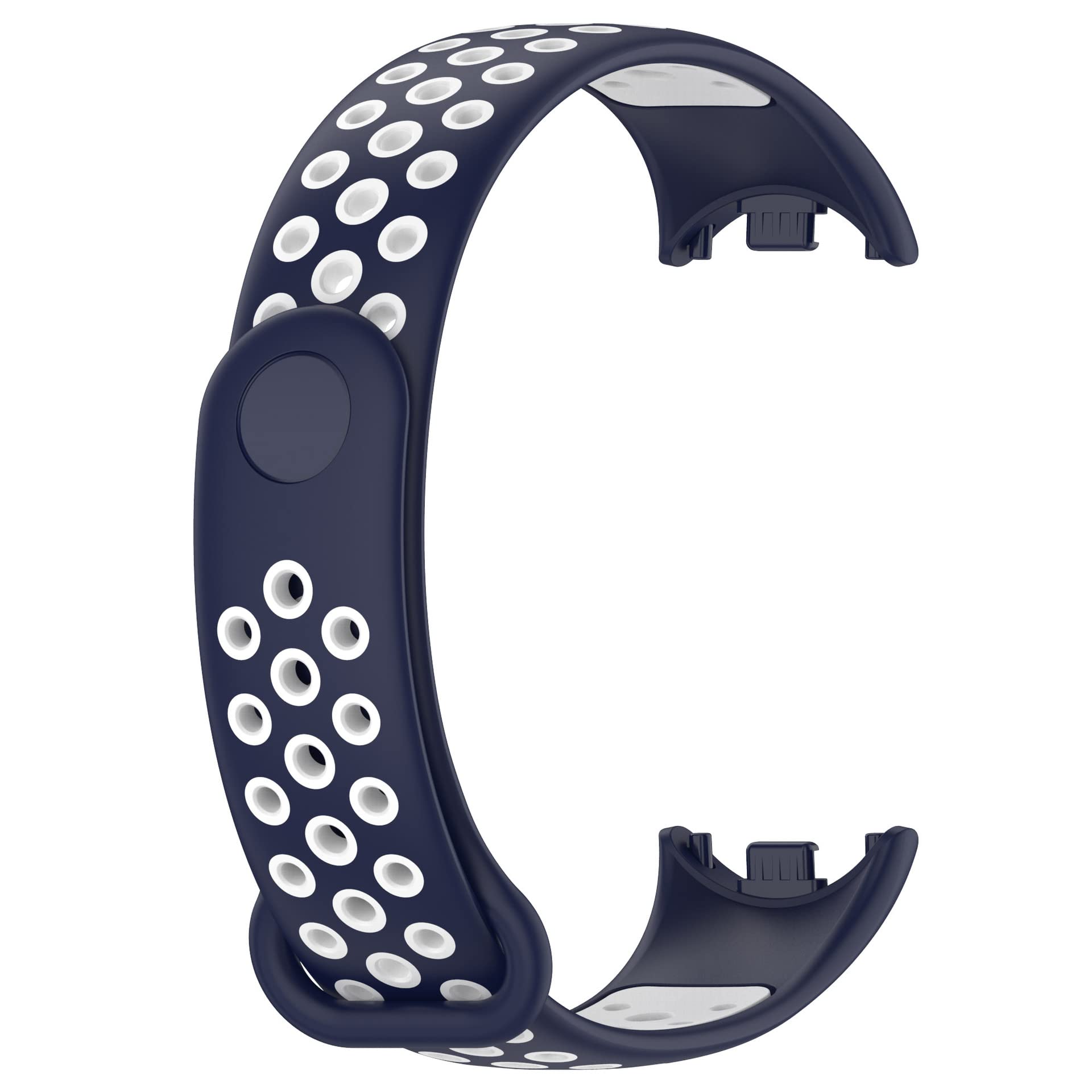 QINOUK Silicone Strap for Xiaomi Mi Smart Band 8, [Breathable] Soft Silicone Sport Replacement Strap, Two-tone Strap, Adjustable Design, for Xiaomi Band 8-Blue White