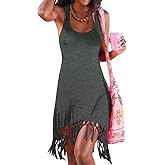 pinziko Women's Summer Swimsuit Beach Dress Bathing Suit Cover Up Vacation Fringe Dresses