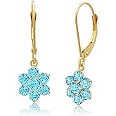 925 Sterling Silver with 18K Gold Overlay Dangle Earrings for Women | Hypoallergenic Birthstone Earrings with Leverback | Simulated Gemstone Dangle Drop Earring by MAX + STONE