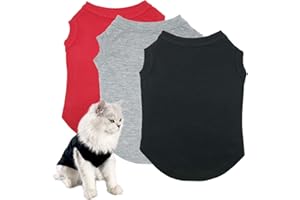 TEALOTS Dog Shirts Pet Clothes Blank Clothing, 3pcs Puppy Vest T-Shirt Sleeveless Costumes, Doggy Soft and Breathable Apparel Outfits for Small Extra Small Medium Dogs and Cats