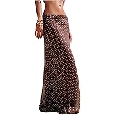 Floerns Women's Polka Dots Retro Vintage Maxi Skirt Low Rise Long Skirts