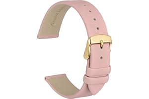 WOCCI Watch 8mm 10mm 12mm 13mm 14mm 16mm 18mm 20mm Watch Strap with Gold Buckle, Elegant Genuine Leather Replacement Band for