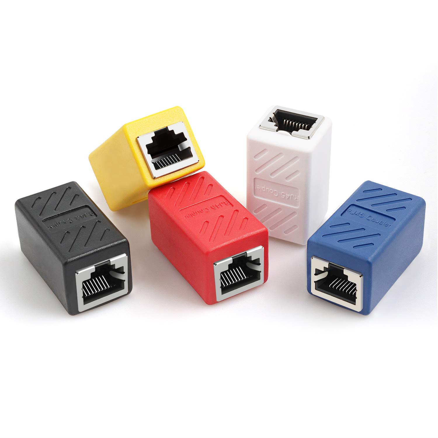 Pasow RJ45 Coupler in-Line Coupler Cat6 Cat5e Cat5 Ethernet Cable Extender Adapter Female to Female (5 Pack)