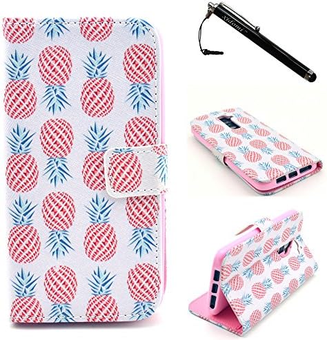 LG G2 Case,Ananas White Background Premium PU Leather Wallet Flip Protective Skin Case with Magnetic Clasp for LG G2/LG Optimus G2(Built-in Credit Card/ID Card Slot)