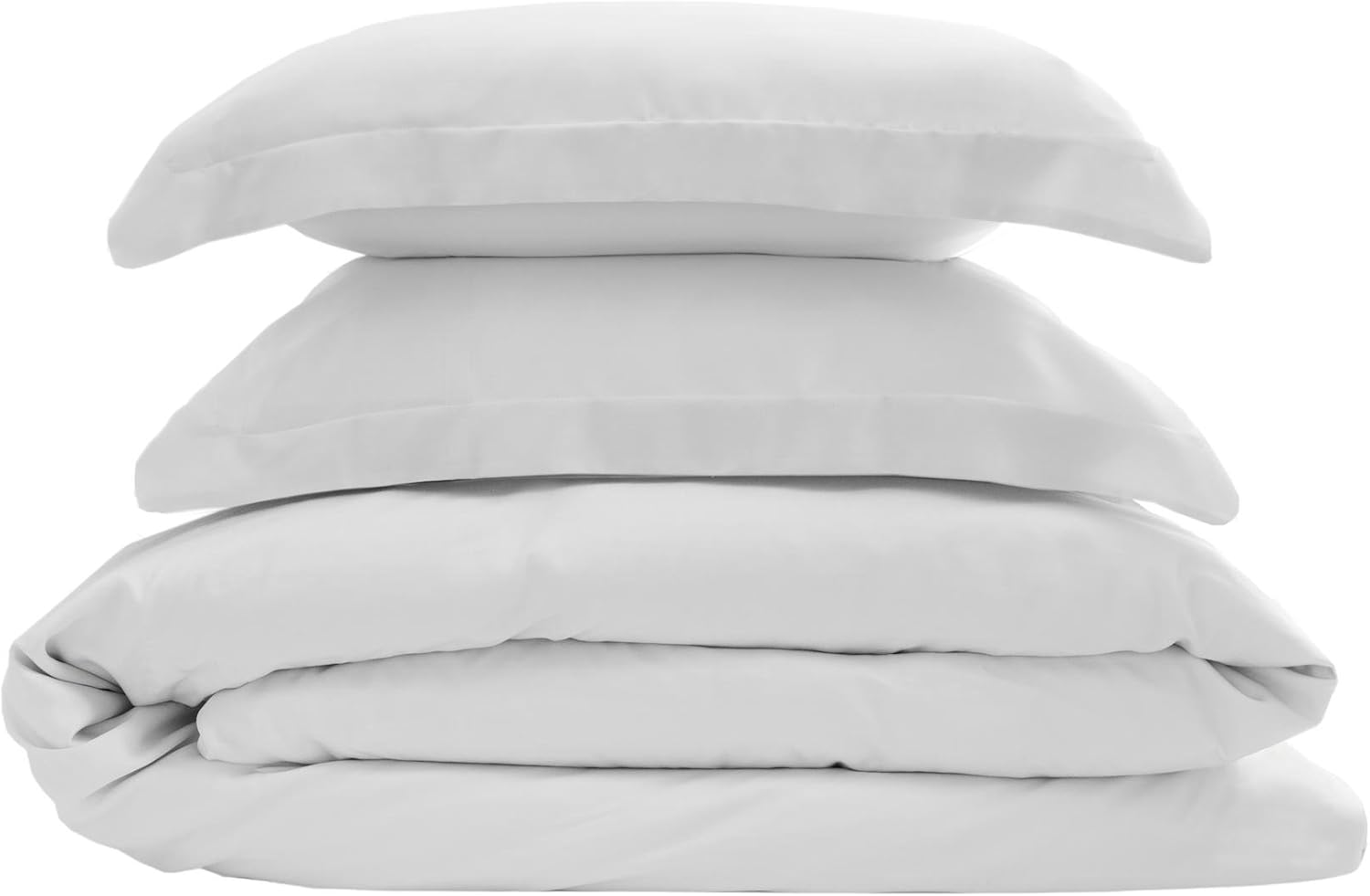 Elite Home Products 300-Thread-Count 100% Rayon Bamboo Duvet Cover & Sham 3-Piece Set, Sateen Weave & Luxuriously Silky Soft, Twin, White