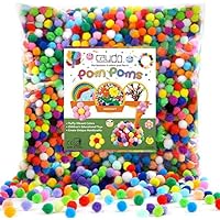 Caydo 1200 Pieces 1cm Assorted Pom Poms, Small Pompom Balls for Kids Creative Arts & Crafts Projects Making and DIY Decoratio