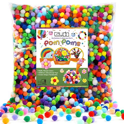 Caydo 1200 Pieces 1cm Assorted Pom Poms, Small Pompom Balls for Kids Creative Arts & Crafts Projects Making and DIY Decorations