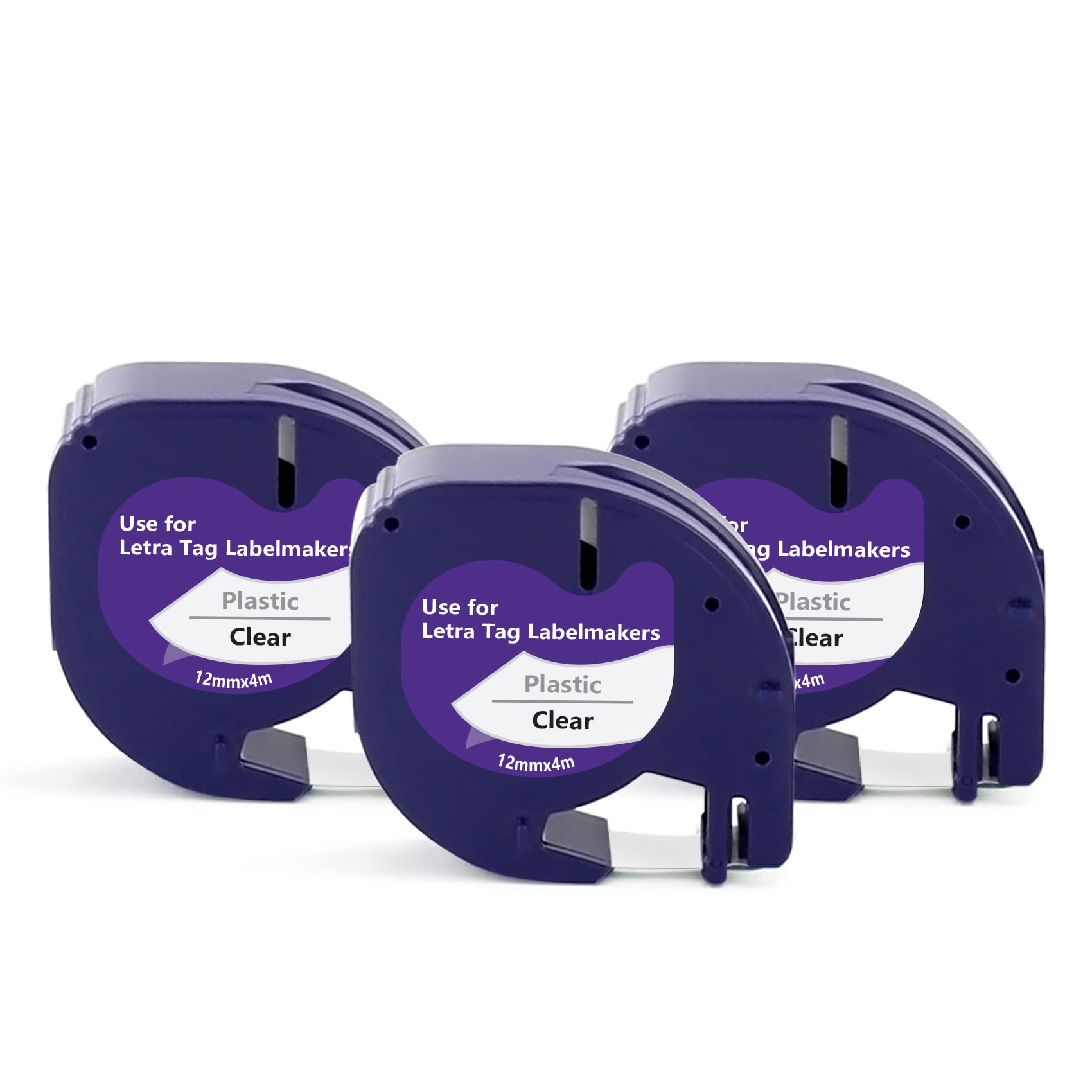 UNOKA Compatible for Dymo Letratag Label Tape Clear Plastic 12267 S0721530 12 mm x 4 m Roll Refills for DYMO LetraTag 100H LT-100T Plus LT110T 200B XR Label Makers, 3-Pack