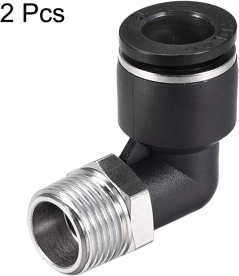 sourcing map Push to Connect Tube Fitting Male Elbow 12mm Tube OD X 3/8 NPT Thread Pneumatic Air Push Fit Lock Fitting 2pcs - Image 4