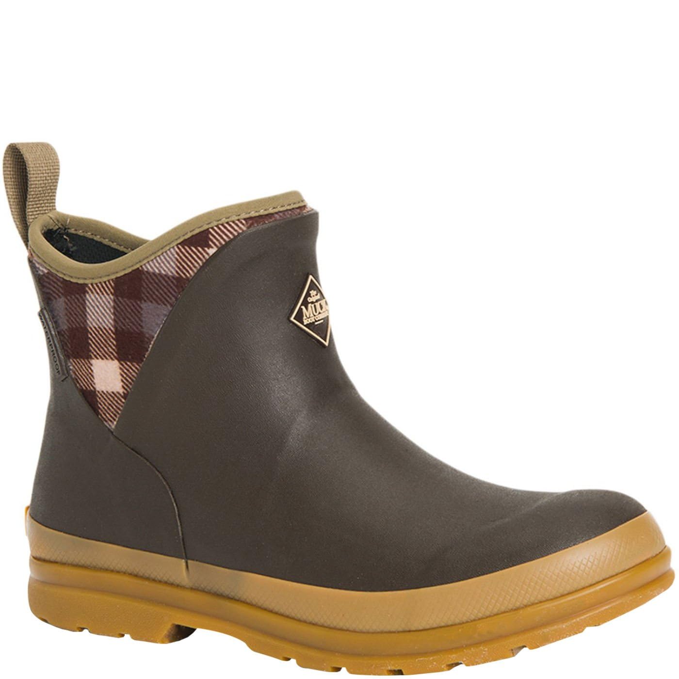 Muck Women's Originals Ankle, Brown/Plaid/Gum, 11