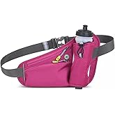 HOTEMIA Fanny Pack with Water Bottle Holder, Hydration Running Belt for Men Women Adjustable Strap Waist Bag Suitable for Hiking Running Walking Jogging Camping (Bottle Not Included) (Pink)