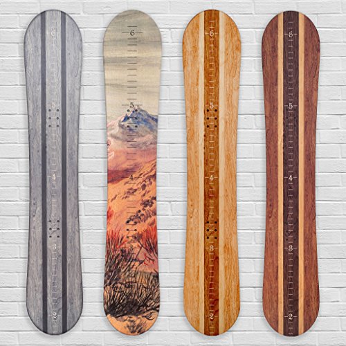 Growth Chart Art | Wooden Snowboard Height Chart for Kids, Boys, Girls for Measuring Height of Kids, Nursery Wall Decor | Baby Snowboard | Traditional Wood