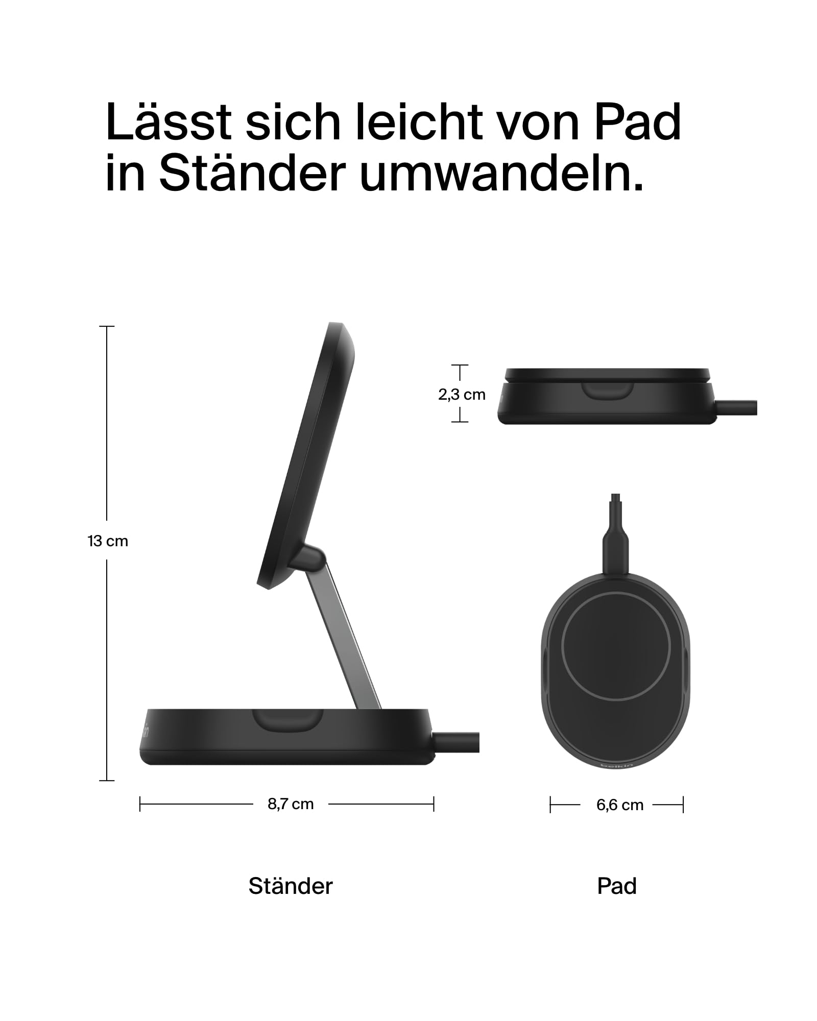 Belkin BoostCharge Pro induktive Ladestation 15W, Qi2-Ladegerät, kabelloses Ladegerät, kompatibel mit MagSafe, kabelloses Qi2-Ladestation für Apple iPhone 16/15/14/13/12, inkl. 20-W-Netzteil – Schwarz 8