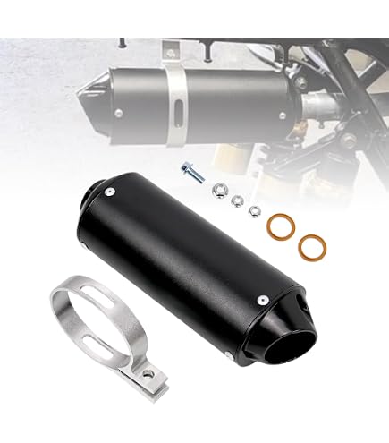 thumbnail interactive-video image 1 of 32mm Exhaust Pipe Muffler For 50cc-160cc Pit Bikes & ATVs - Silver Sport Replacement 1 of 9