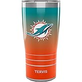 Tervis Traveler NFL Miami Dolphins - Ombre Triple Insulated Tumbler Travel Cup Keeps Drinks Cold & Hot, 20oz, Stainless Steel