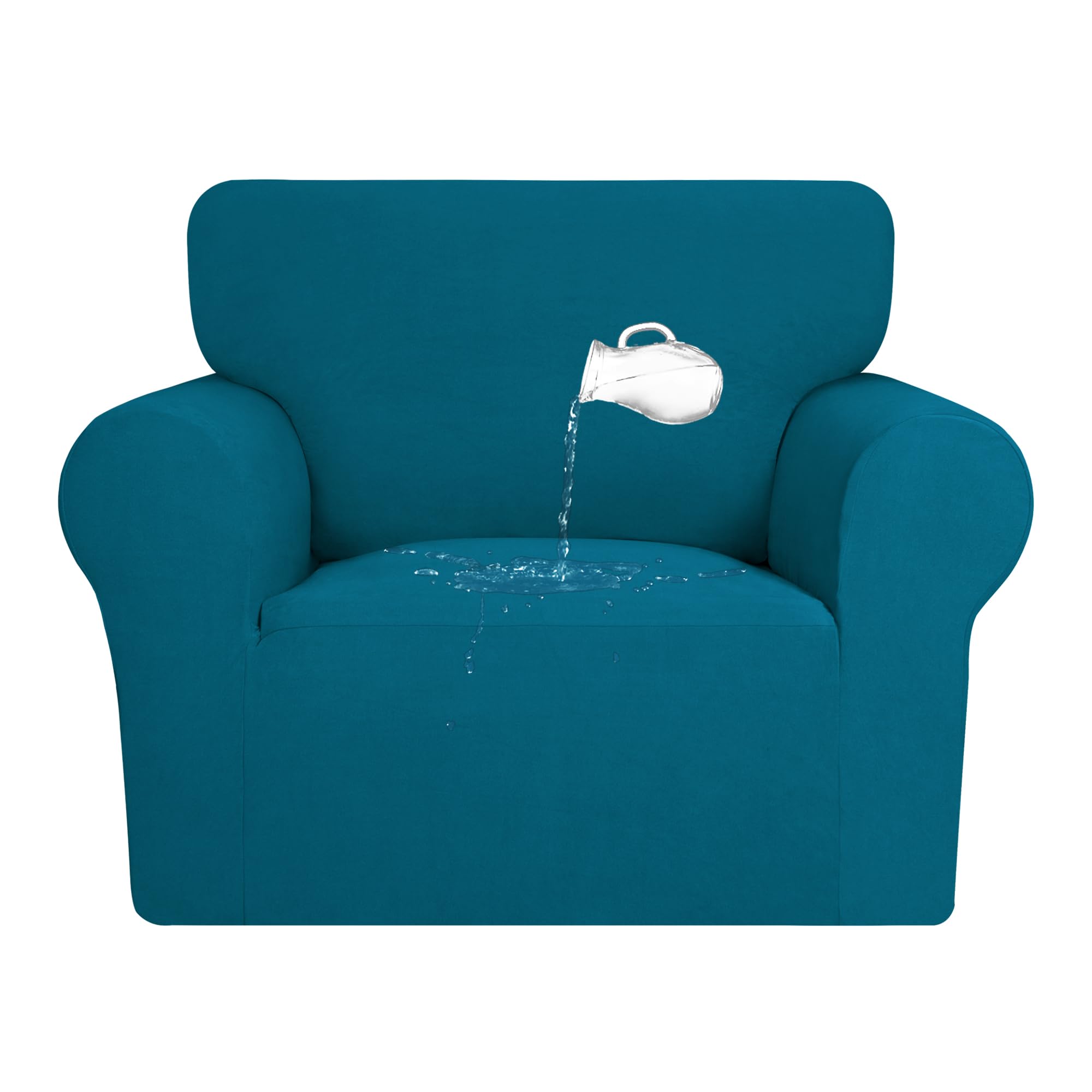 Photo 1 of PureFit 100% Dual Waterproof Couch Cover Slipcovers for Couches and Sofas - Stretch Non Slip Fleece Sofa Covers Washable, Leakproof Furniture Protector for Kids, Pets, Dog (Chair, Peacock Blue)