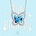 LADY COLOUR Necklaces for Girls Jewelry Gifts for Daughter Butterfly Crystal Necklace for Sister Birthday Gifts for Granddaughter Cute Pendant for Women Blue Necklace for Girlfriend