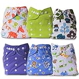 ArtOfLife Baby Cloth Diapers 6 Pack with 6 Inserts Adjustable Washable and Reusable Dipaers Fitted for Baby Girls and Baby Boys