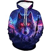 WHNBCW Novelty Wolf Hoodie Funny Animal Graphic Sweatshirts