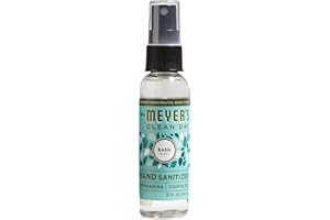 MRS. MEYER'S CLEAN DAY Antibacterial Hand Sanitizer Spray, Travel Size, Removes 99.9% of Bacteria, Basil, 2 oz