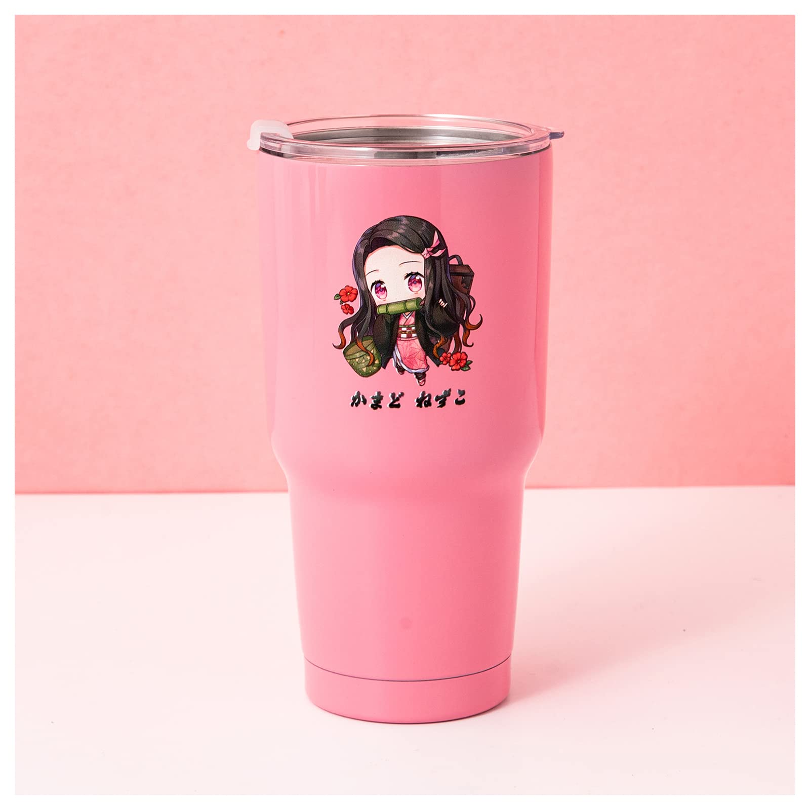 Photo 1 of VENY TAYA Demon Slayer Tumbler with Lid, 30 Oz Water Cup Vacuum Insulated 8-12h, Anime Water Bottle Double Walls, Stainless Steel Coffee Mug for Home and Car, Nezukko (Pink)