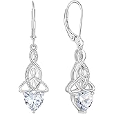 Rocayi Infinity Celtic Knot Earrings 925 Sterling Silver Dangle Drop Leverback Earrings Birthstone Jewelry Gifts for Women