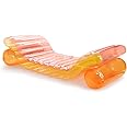 FUNBOY Giant Inflatable Luxury Clear Rainbow Dual Chaise Lounger Pool Float, Transparent Pink, Orange and Yellow Material, Perfect for a Summer Pool Party
