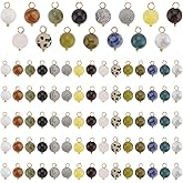 PH PandaHal 15 Colors Natural Gemstone Charms 90pcs Crystal Charms 8mm Agate Stone Pendents Round Dangle Charms with Loop Jade Beads Charms for Jewelry Making DIY Craft Earring Necklace Bracelet