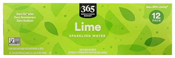 365 BY WHOLE FOODS MARKET, LIME SPARKLING WATER, 12 FL OZ