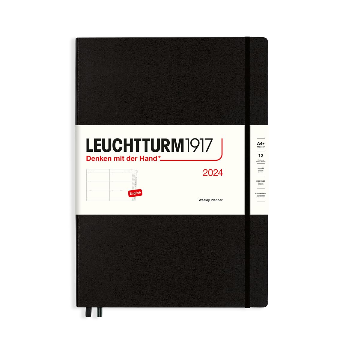 LEUCHTTURM1917 367606 Weekly Planner Master (A4+) 2024, 12 Months, Black, English