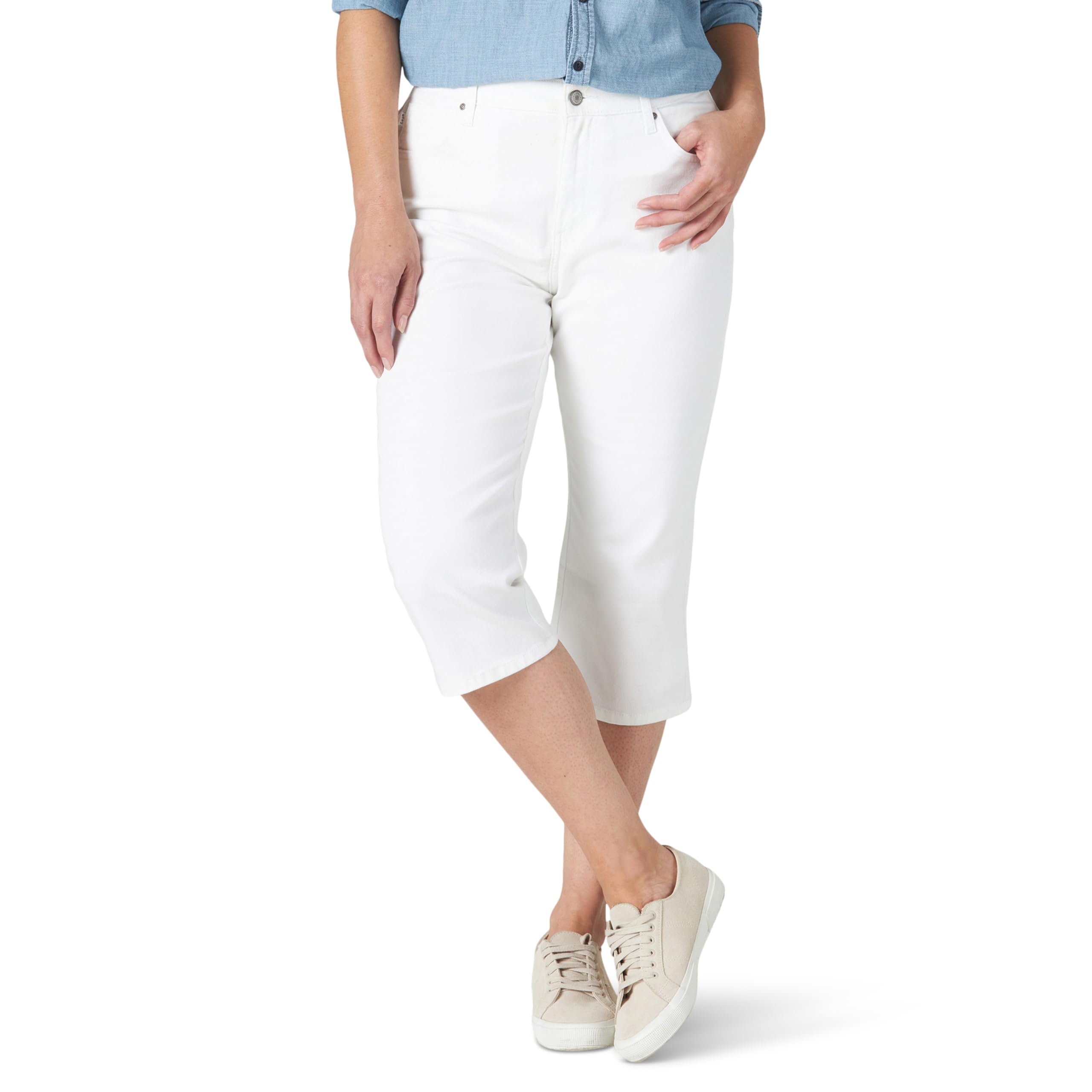 Photo 1 of Lee Women's Relaxed Fit Capri Jean White 16