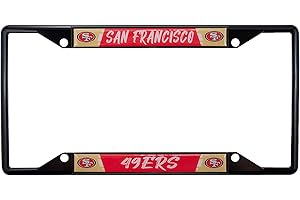 San Francisco 49ers NFL Premium Black Zinc Alloy Team License Plate Frame - 4 Screw Tag Holder with Graffiti Style Lettering 