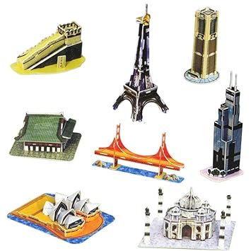 8 in 1 3D Monuments Puzzle Game DIY Kids Toys Play Mini Architecture Educational