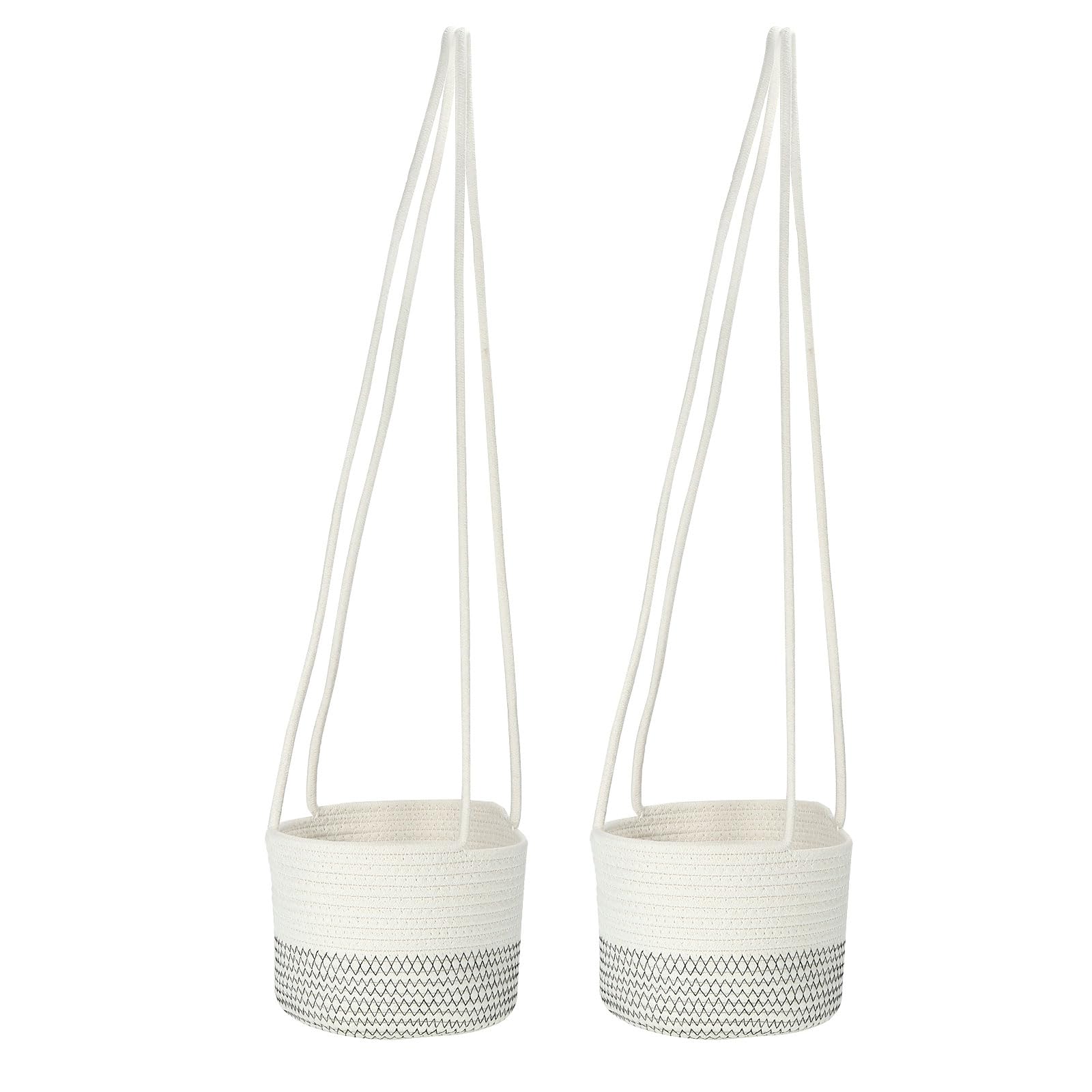 PATIKIL Hanging Planter Basket Indoor, 2 Pack Woven Macrame Plant Basket with 28" Hanging Rope for Outdoor Home Decor Storage Organizer, White