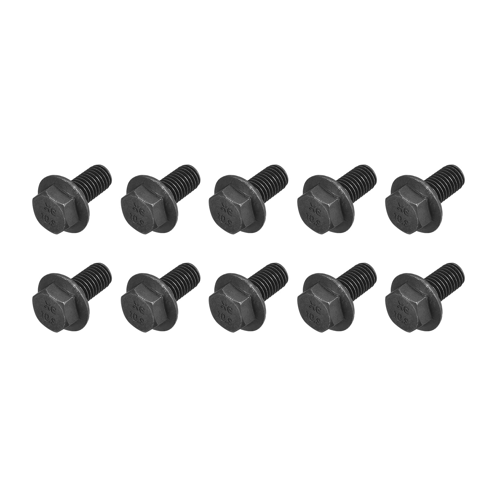 METALLIXITY Flanged Hex Head Bolts (M10x20mm) 10pcs, Hexagon Serrated Flange Bolt Fully Thread Screw - for House Construction Hardware Fasteners — image 1