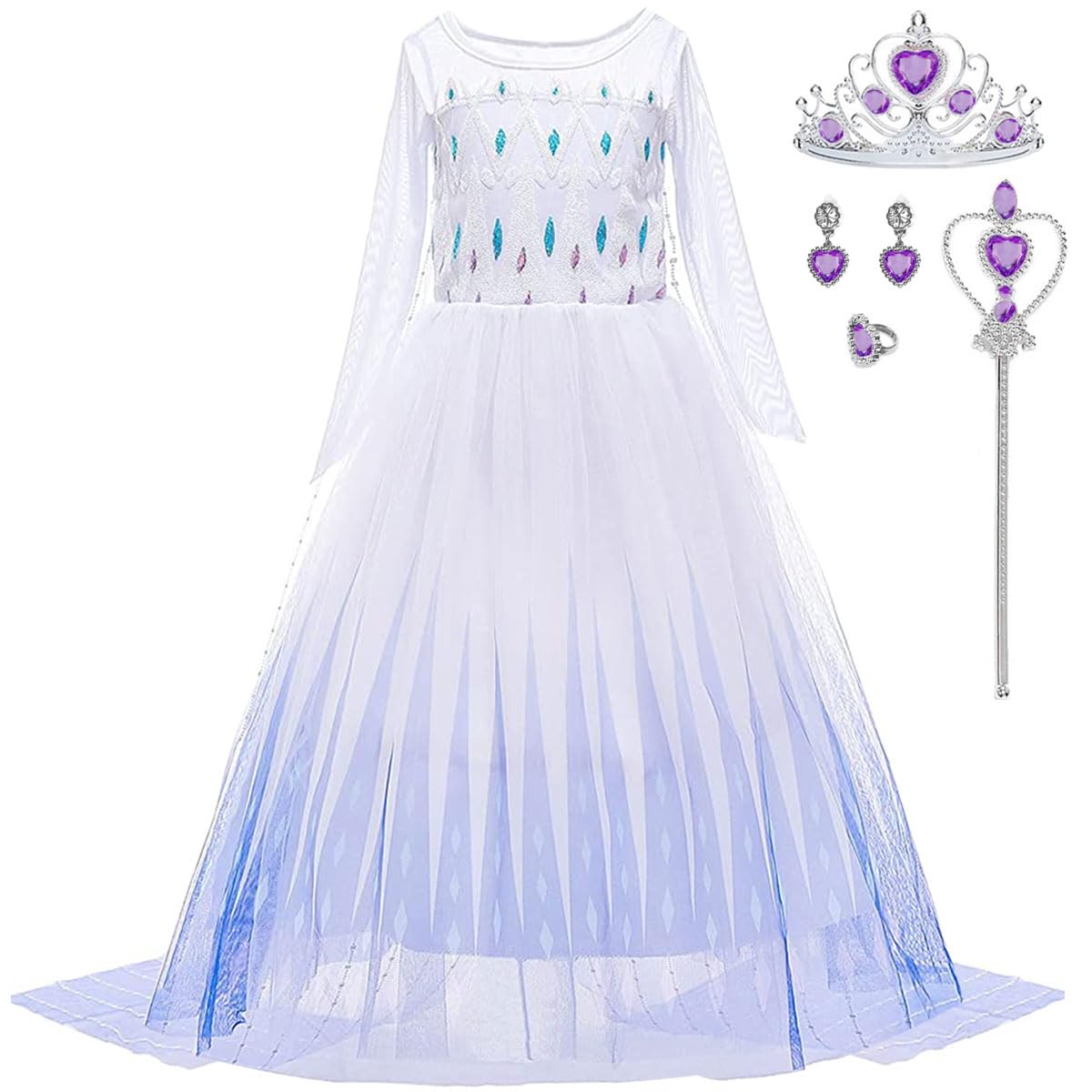 Photo 1 of ** no accessories**
iTVTi Girls Princess Costumes Halloween Carnival Cosplay Birthday Party Dress White, 7-8 Years (Label 150)