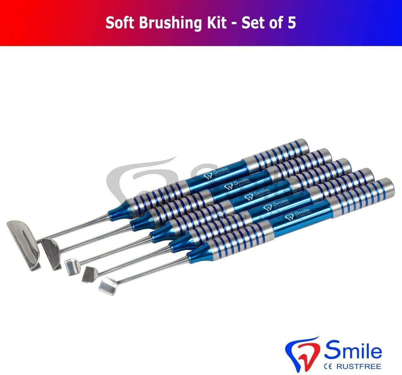 5 Pcs Set Soft Brushing Kit Dental Instruments Implant Lingual Flaps Surgery New