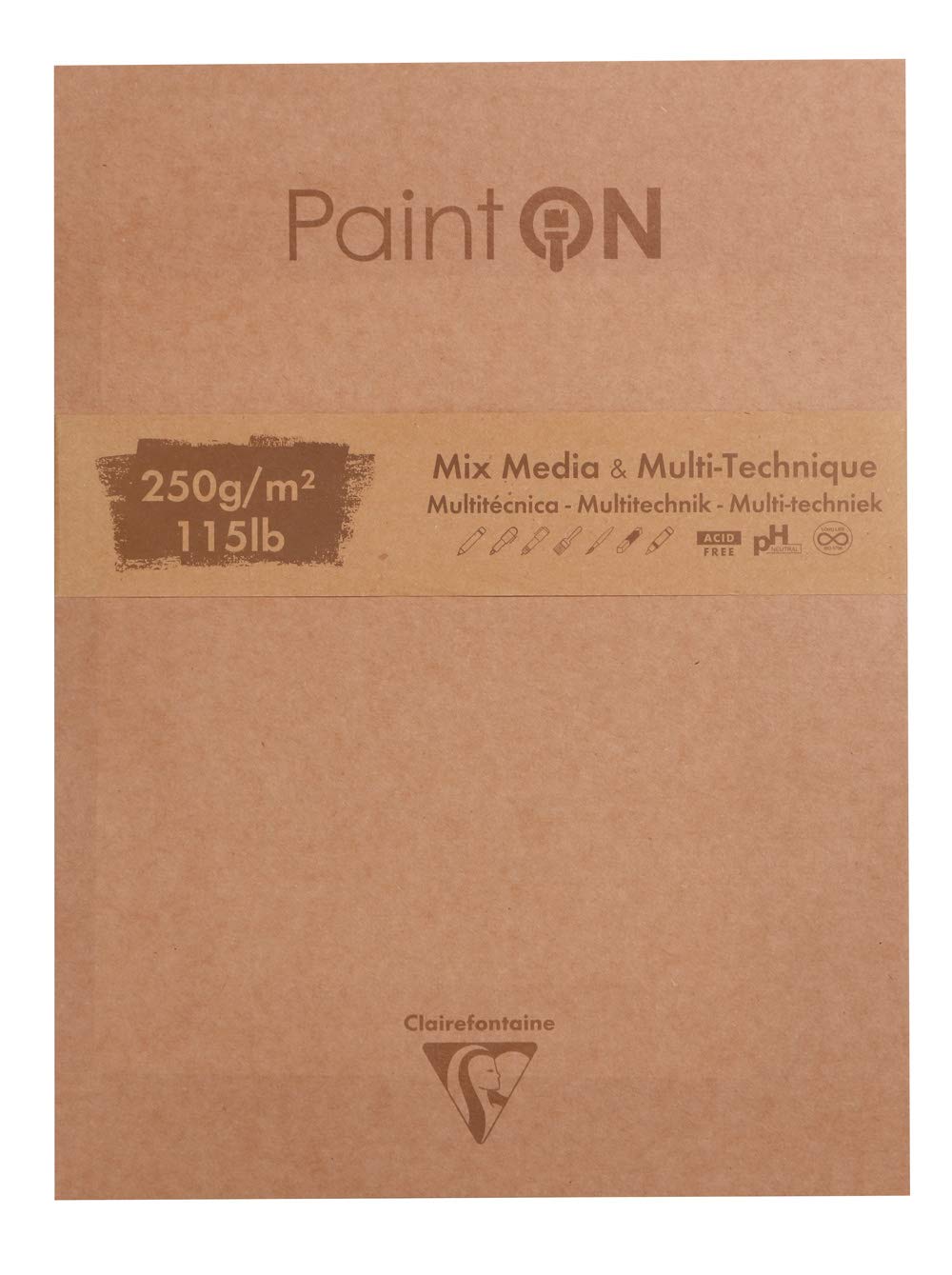 Clairefontaine - Ref 975172C - Paint'On Mix Media & Multi-Technique Pad (50 Sheets) - 22.9x30.5cm Size, 250gsm Paper, Acid Free - Suitable for Multiple Techniques