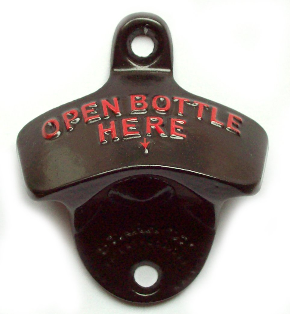 STARR-X Open Bottle Here Hanging Bottle Opener - Black