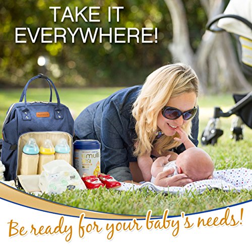 Diaper Bag - Baby Backpack Diaper Bag with Changing Pad and Cooler Pocket - by Pantheon - Baby Diaper Bag for Mom and Dad (Blue)